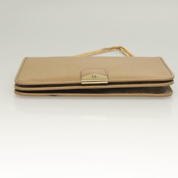 Christian Dior Chain Shoulder Bag Leather Beige Gold Auth BA2983 - Picture 6 of 16